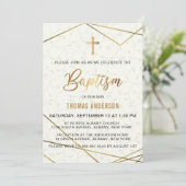 Invitation Baptême d'or Vintage classique (Debout devant)