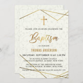 Invitation Baptême d'or Vintage classique (Devant / Derrière)