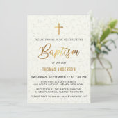 Invitation Baptême d'or Vintage classique (Debout devant)