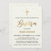 Invitation Baptême d'or Vintage classique (Devant / Derrière)