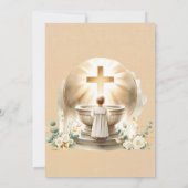 Invitation Baptême dorée Bébé Garçon Christening Baptême (Dos)