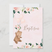 Invitation Baptême d'ours floral (Dos)
