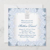 Invitation Baptême Doux Blanc et Bleu Bébé (Dos)