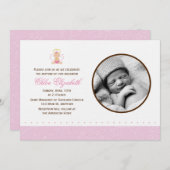 Invitation Baptême doux de photo de bébé (Devant / Derrière)