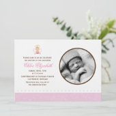 Invitation Baptême doux de photo de bébé (Debout devant)