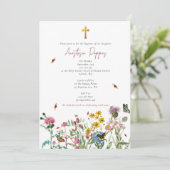 Invitation Baptême du baptême du baptême orthodoxe fleur sauv (Debout devant)