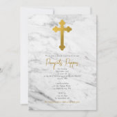 Invitation Baptême du baptême orthodoxe grec Marbre doré (Devant)