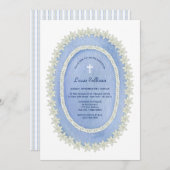 Invitation Baptême du cadre bleu ovale (Devant / Derrière)