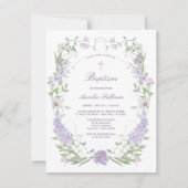 Invitation Baptême du cadre de lavande de Lilac floral (Devant)