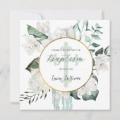Invitation Baptême du cercle verdoyant floral (Devant)