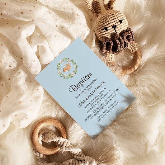 Invitation Baptême du cerf endormi floral
