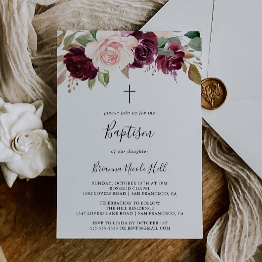 Invitation Baptême du feuillage floral et botanique rustique