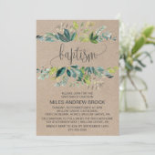 Invitation Baptême du feuillage Kraft (Debout devant)