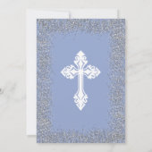 Invitation Baptême Du Garçon Argent Et Bleu (Dos)