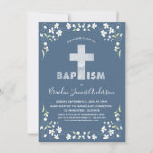 Invitation Baptême du garçon - Bleu, Aquarelle (Devant)