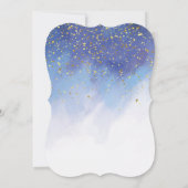 Invitation Baptême Du Garçon Bleu Et Aquarelle Or (Dos)