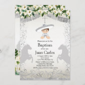 Invitation Baptême du garçon Silver Fiesta (Devant / Derrière)
