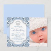 Invitation Baptême du prince bleu bébé (Devant / Derrière)