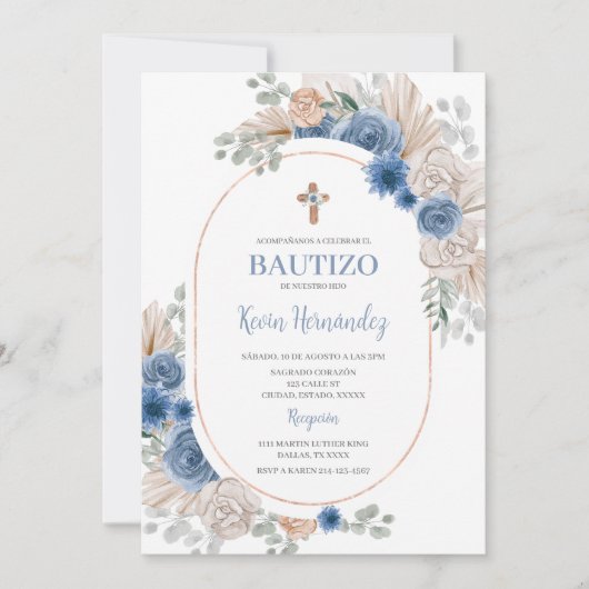 Invitation Baptême du saumon bleu (Devant)