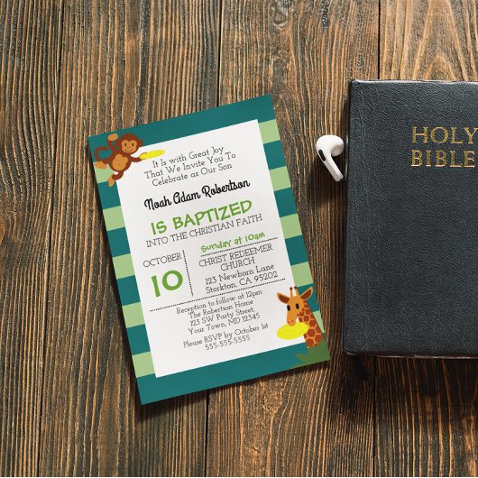 Invitation Baptême du singe mignon