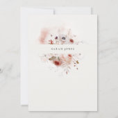 Invitation Baptême Dusky Fall Marsala Blush Floral Cross (Dos)