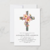 Invitation Baptême Dusty Rose Vert Eucalyptus (Devant)