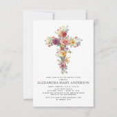 Invitation Baptême Dusty Rose Vert Eucalyptus (Devant)