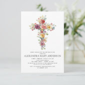 Invitation Baptême Dusty Rose Vert Eucalyptus (Debout devant)