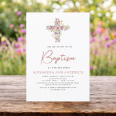 Invitation Baptême Dusty Rose Vert Eucalyptus