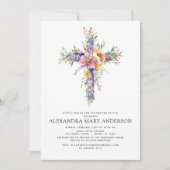 Invitation Baptême Dusty Rose Vert Eucalyptus (Devant)