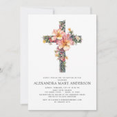 Invitation Baptême Dusty Rose Vert Eucalyptus (Devant)