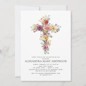 Invitation Baptême Dusty Rose Vert Eucalyptus (Devant)