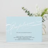 Invitation Baptême écrit Rosary Cross Blue Religieux (Debout devant)