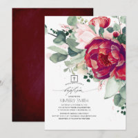 Baptême élégant à la florale rouge bordeaux et ros