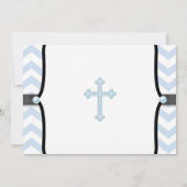 Invitation Baptême élégant bleu chevron (Dos)