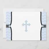 Invitation Baptême élégant bleu chevron (Dos)