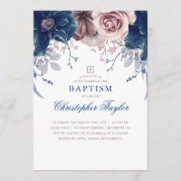 Baptême élégant bleu marine et mauve
