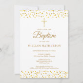 Invitation Baptême élégant coeurs en or (Devant)