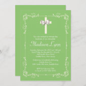 Invitation Baptême Élégant| Croix élégante du Christ (Devant / Derrière)