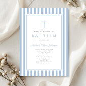Invitation Baptême élégant de bébé garçon bleu