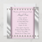 Invitation Baptême élégant de croix de perle rose (Dos)