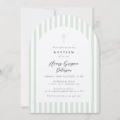 Invitation Baptême Élégant de la bande verte de l'âge clair (Devant)