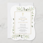 Invitation Baptême élégant de verdure (Devant)