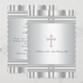 Invitation Baptême élégant Diamant Blanc (Devant / Derrière)