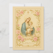 Invitation Baptême élégant Floral Mère Marie Traditionnelle (Dos)