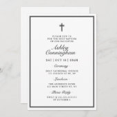 Invitation Baptême Elégant Moderne Cross QR Code (Devant / Derrière)