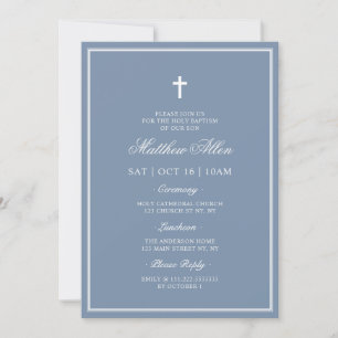 Invitation Baptême Elégant Moderne Cross QR Code