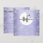 Invitation Baptême élégant violet et gris pour bébé fille (Devant / Derrière)