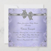 Invitation Baptême élégant violet et gris pour bébé fille (Dos)