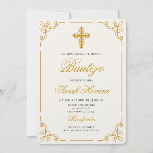 Invitation Baptême en espagnol pour fille (Devant)